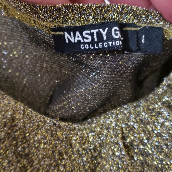 Nasty Gal metallic gold off the shoulders top L - Picture 5 of 6